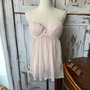 La  Senza baby pink and rhinestone baby doll chemise L